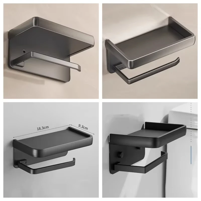 سبائك الألومنيوم حامل ورق المرحاض جدار جبل WC التخزين المنظم لفة ورقة حامل الرف الهاتف اكسسوارات الحمام