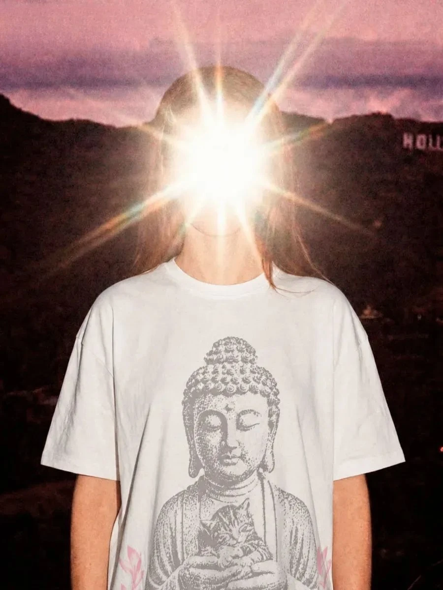 Harajuku Vintage Top Y2K Fashion Short Sleeve Gothic Buddha Print Short Sleeve Casual Loose Street Wear Print Round Neck T Shirt