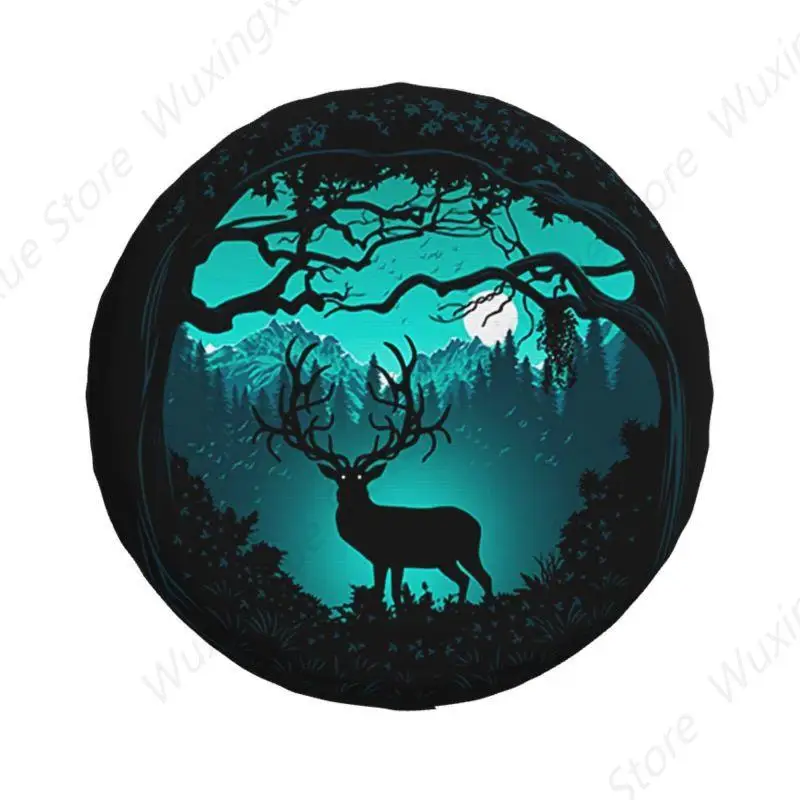 Dark Forest Deer Spare Wheel Tire Cover for Prado Pajero Wrangler Jeep RV SUV Trailer Vehicle Accessories Car