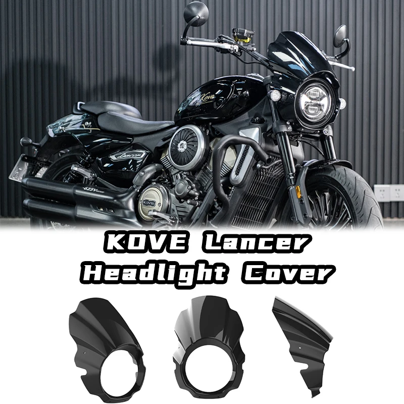 Motorcycle Headlight & Windscreen Cover ABS Material Matt Black Front Cowl for KOVE Lancer Retrofit/Upgrade