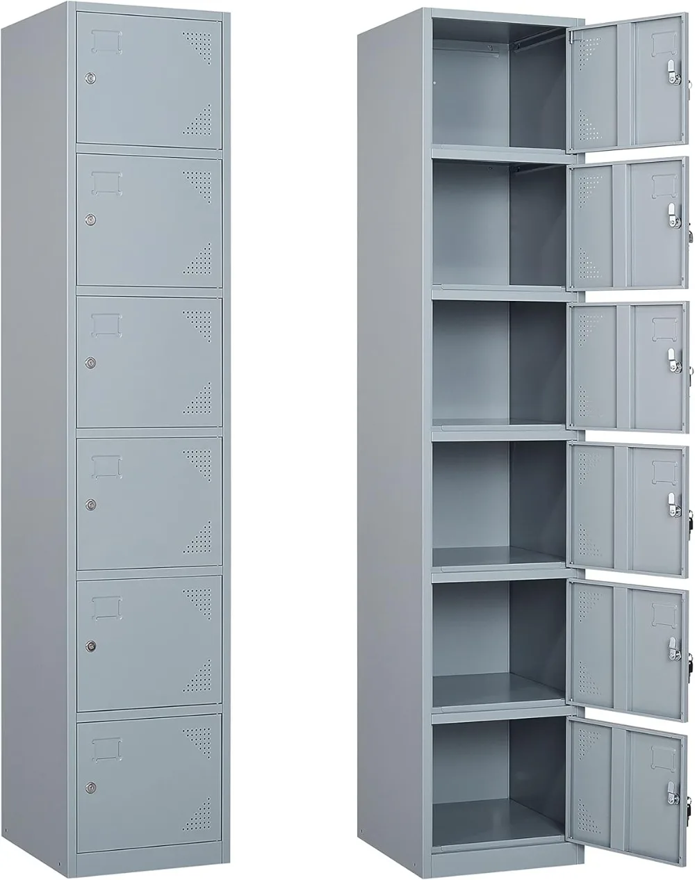 Metal Locker with 6 Doors, Tall Steel Storage Lockers for Employees - 71