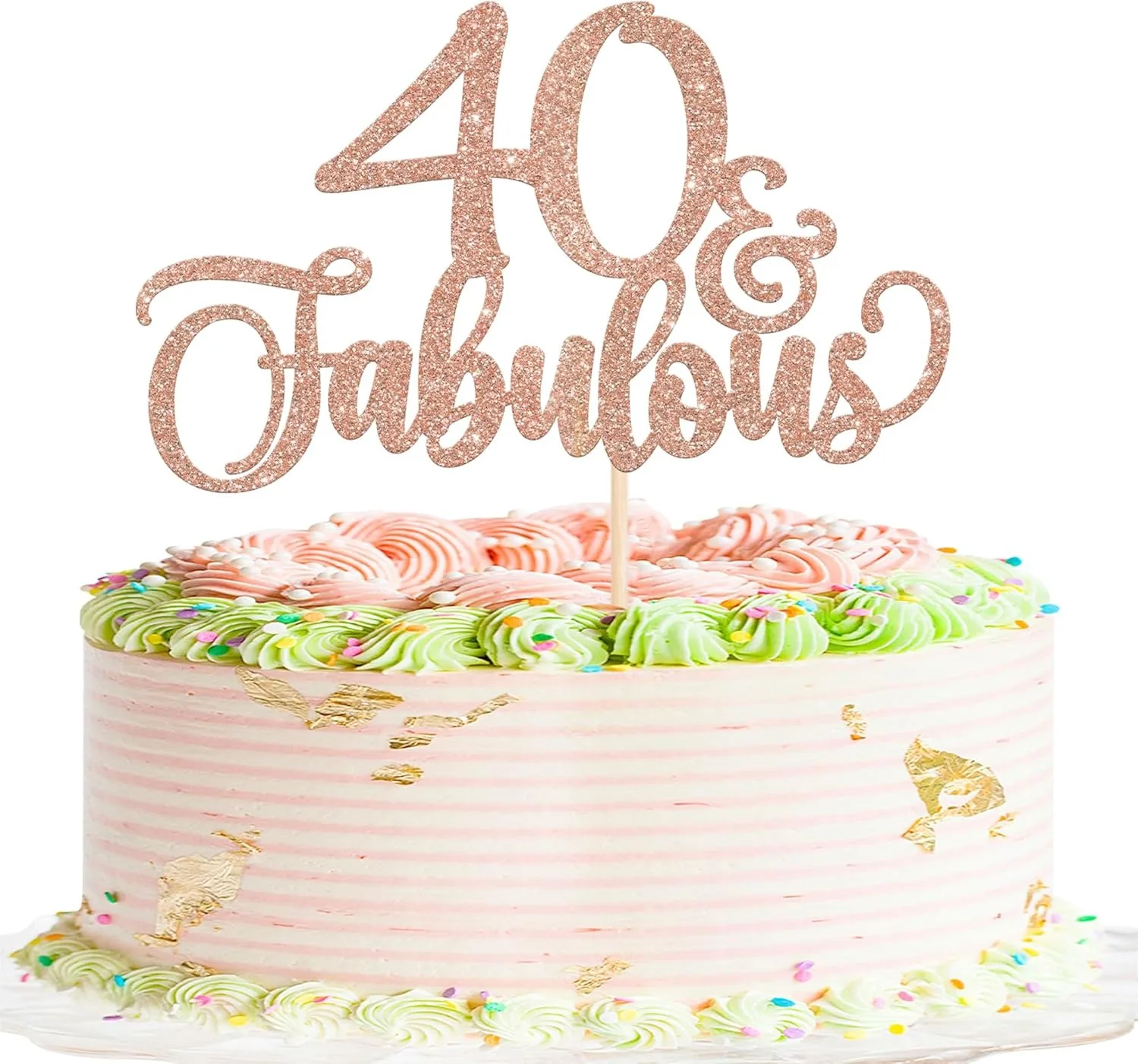 1 Stück glitzernder Champagner-Kuchendekor für den 40. und fabelhaften Stil – Kuchendekorationen zum 40. Geburtstag für Partyzubehör – Detail 9