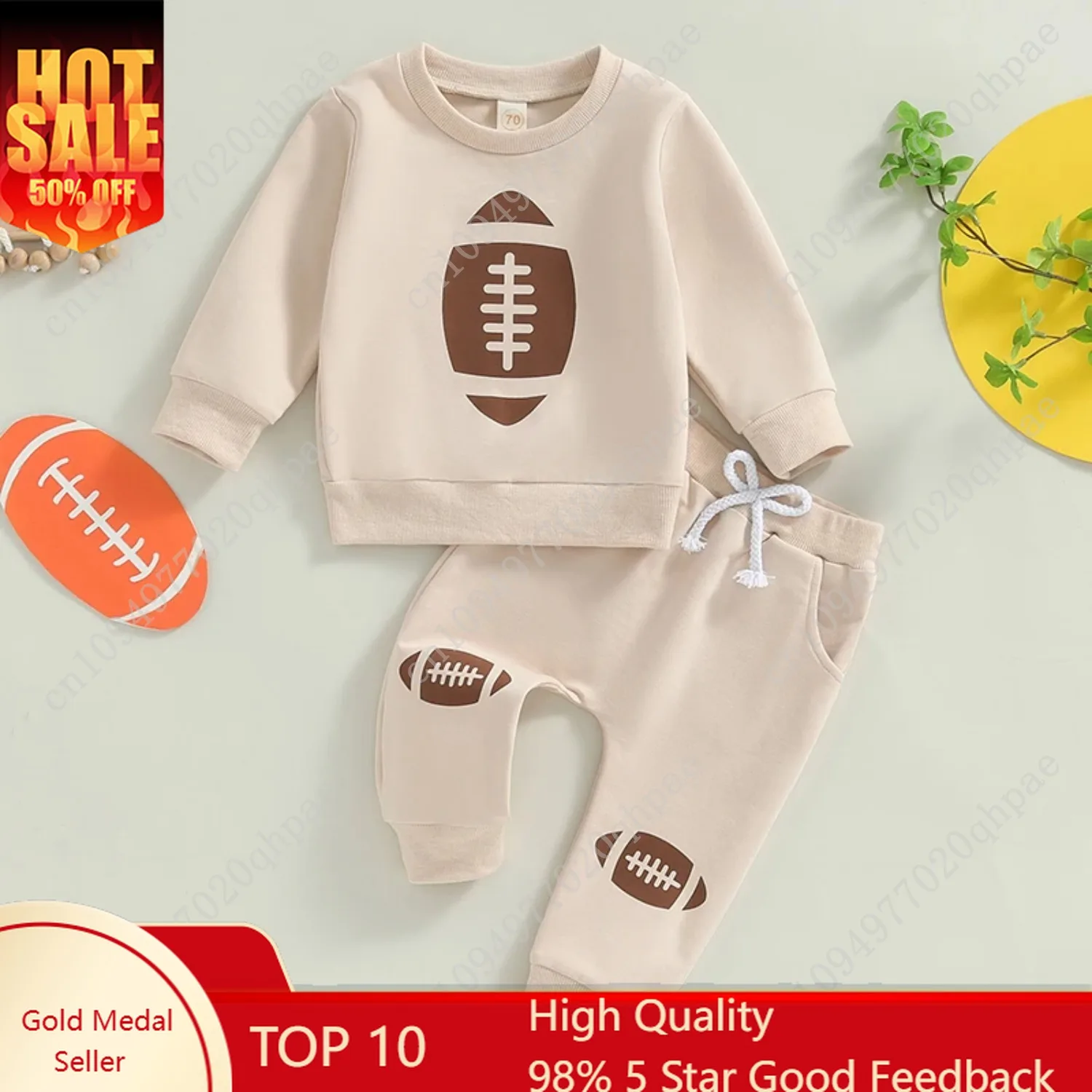 

Citgeett Autumn Toddler Boys Girls Pants Set Football Print Long Sleeve Sweatshirt Drawstring Pockets Pants Outfits Clothes