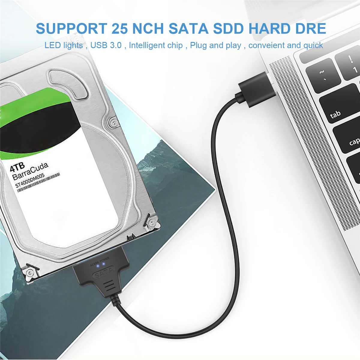 Sata Iii สาย USB 3.0 อะแดปเตอร์ฮาร์ดไดรฟ์ภายนอก USB TO Serial Ata 22Pin Converter ฮาร์ดดิสก์ W/Uasp สําหรับ 2.5 นิ้ว HDD/Ssd 50 ซม.