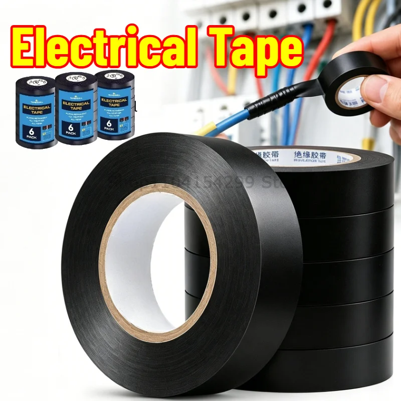 10/100M Black Flame Retardant Electrical Insulation Tape Strong Adhesive Wire Harness Tape for Electrical Wiring Waterproof Tape