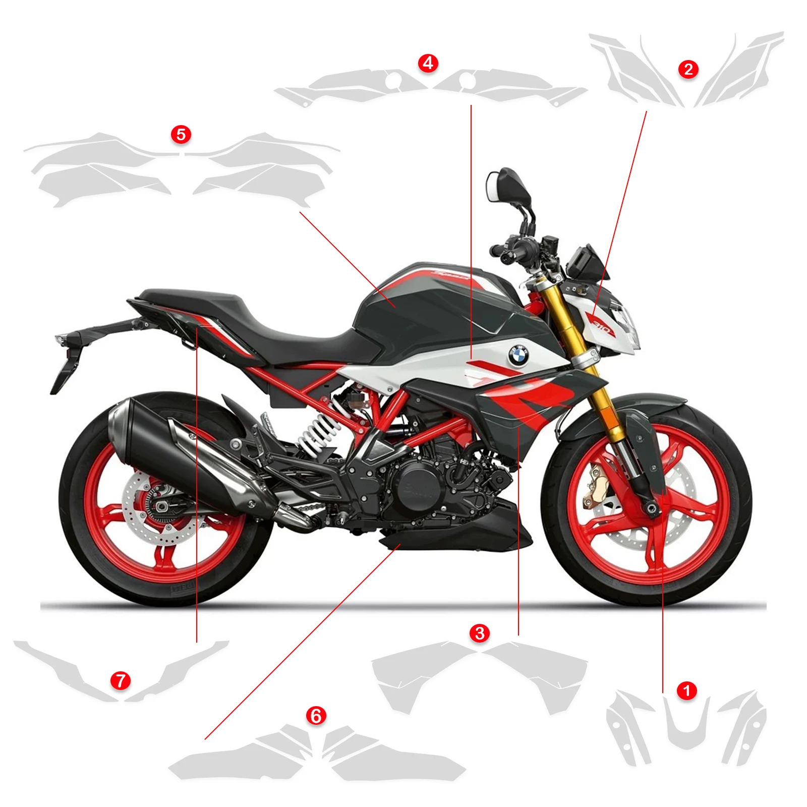 G 310R PPF For BMW G 310 R Motorcycle Paint Protection Film Real Material TPU Anti-scratch Film Glossy Fuel Tank Protection 2026