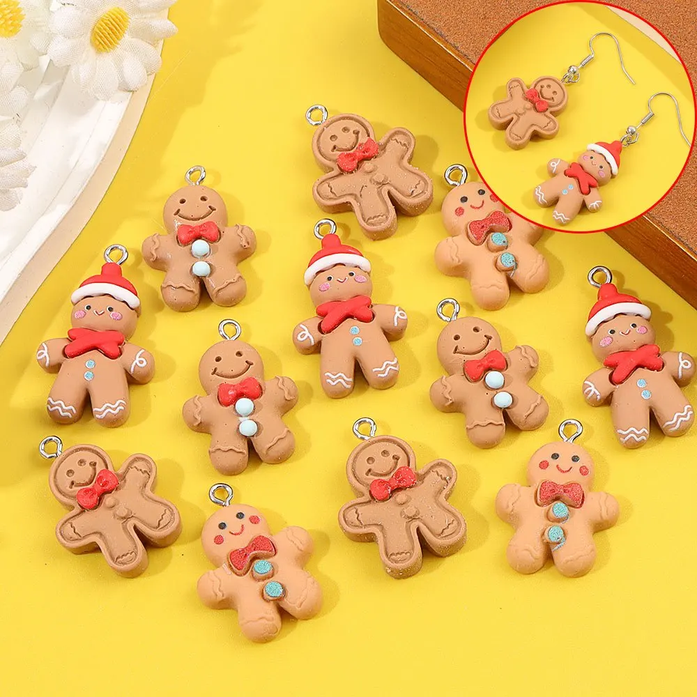 2/9/18pcs Multi-color Christmas Gingerbread Shaped Pendants, DIY Earrings,Christmas, Thanksgiving, Gifts Decoration Accessories
