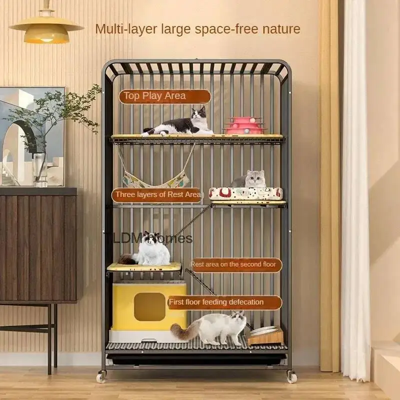 Cat Luxury Tube Mesh Modern Cages Creative Pet Villa Iron Cat House Large Square Space Free Activity Cat House Pet Supplies