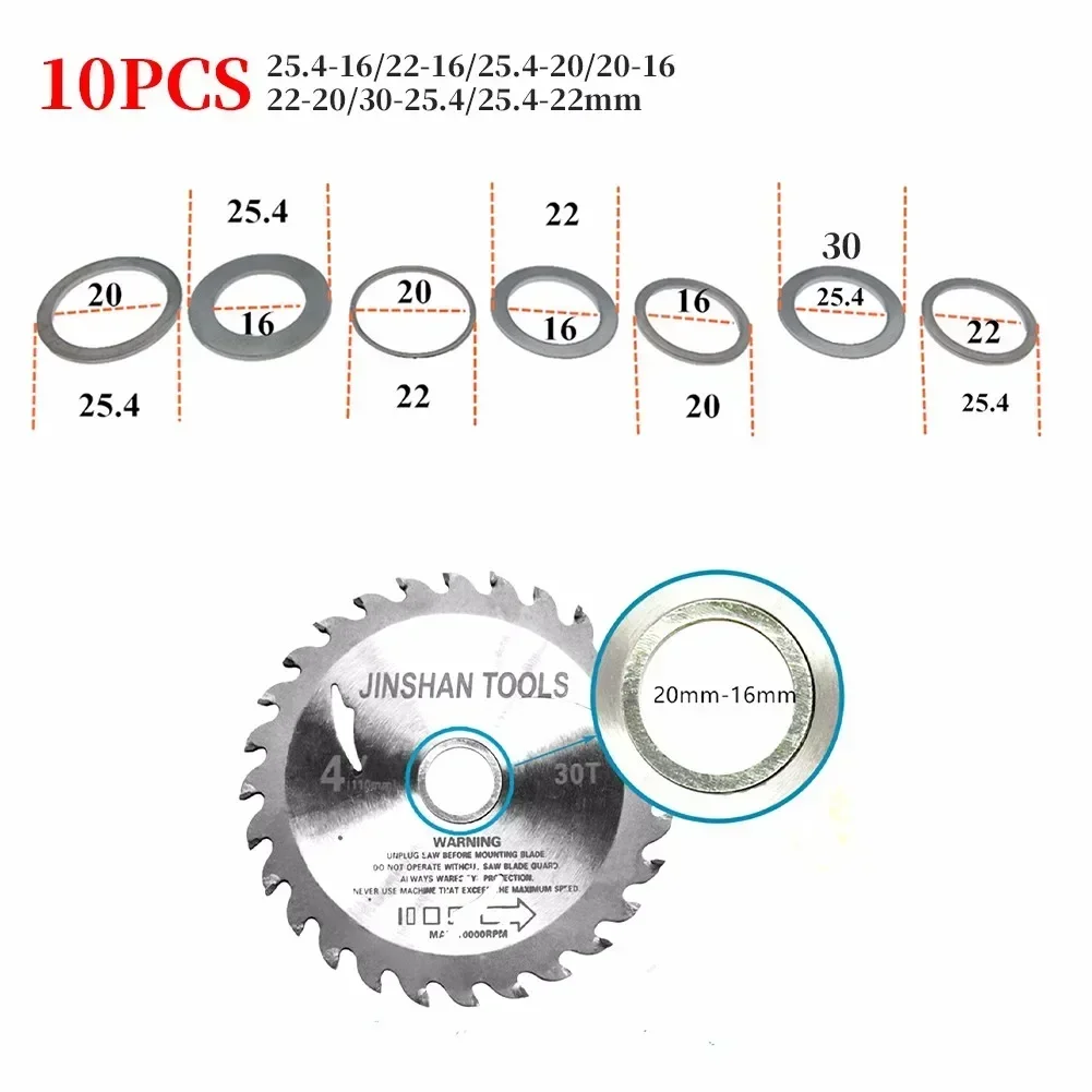 Imagem -06 - Lâmina de Serra Circular Reduzindo Anéis Conversão Anel Disco Corte Buraco Interno Adaptador 16 20 25.4 30 mm Ferramentas para Trabalhar Madeira Arruela 10pc