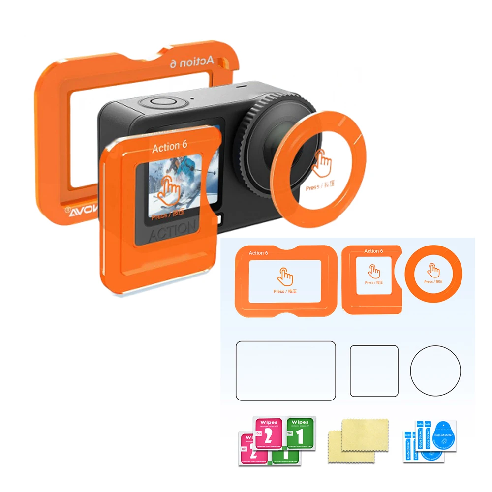 

2 Pcs Screen Protector DJI Osmo Action6,HD Tempered Glass Screen Protect Film Protector Easy Installation Kit for Action6 Camera