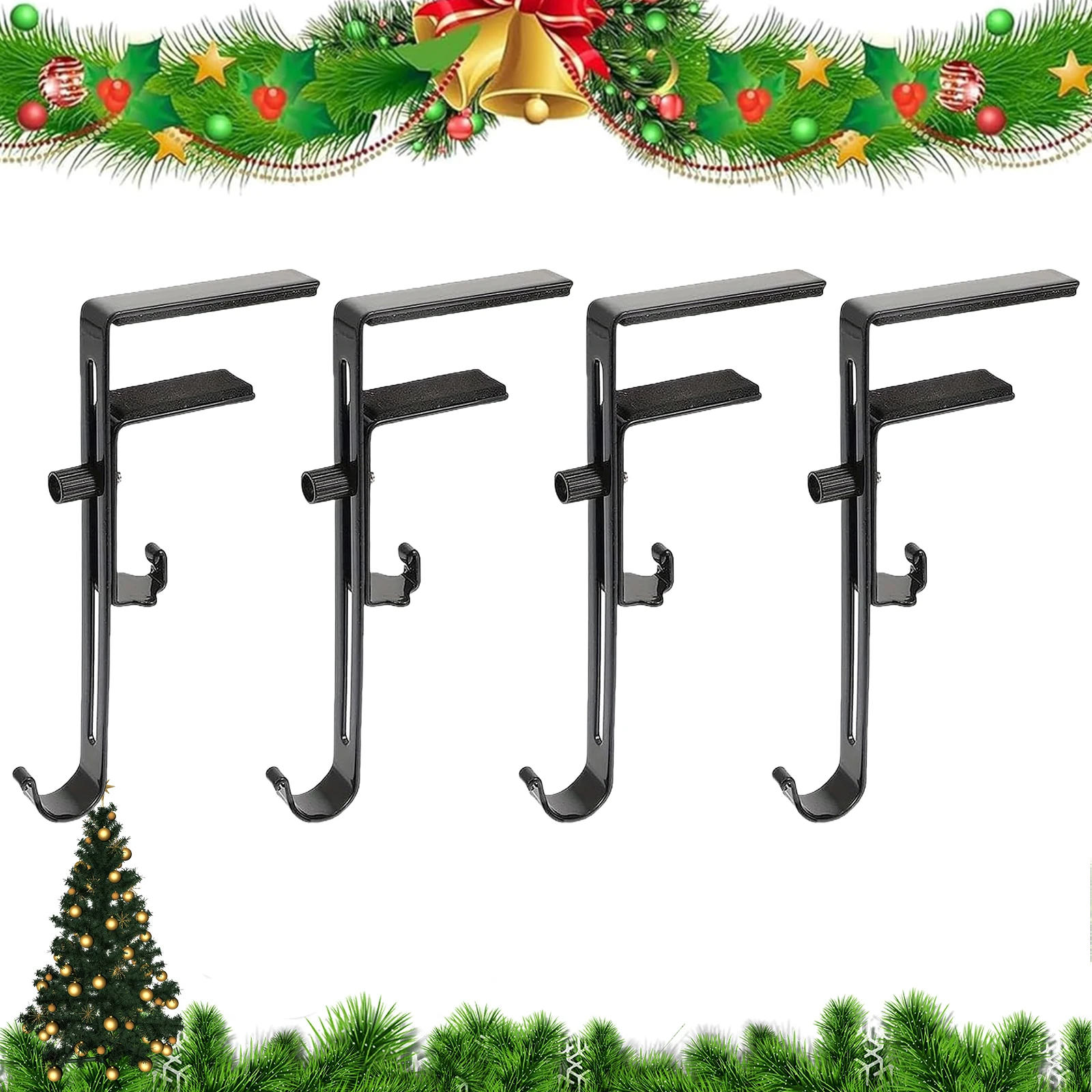 

Металлическая вешалка для камина с 2-мя металлическими крючками Вешалка для камина Нескользящий крючок для мантии для подвешивания чулок Гирлянда Шарики Камин