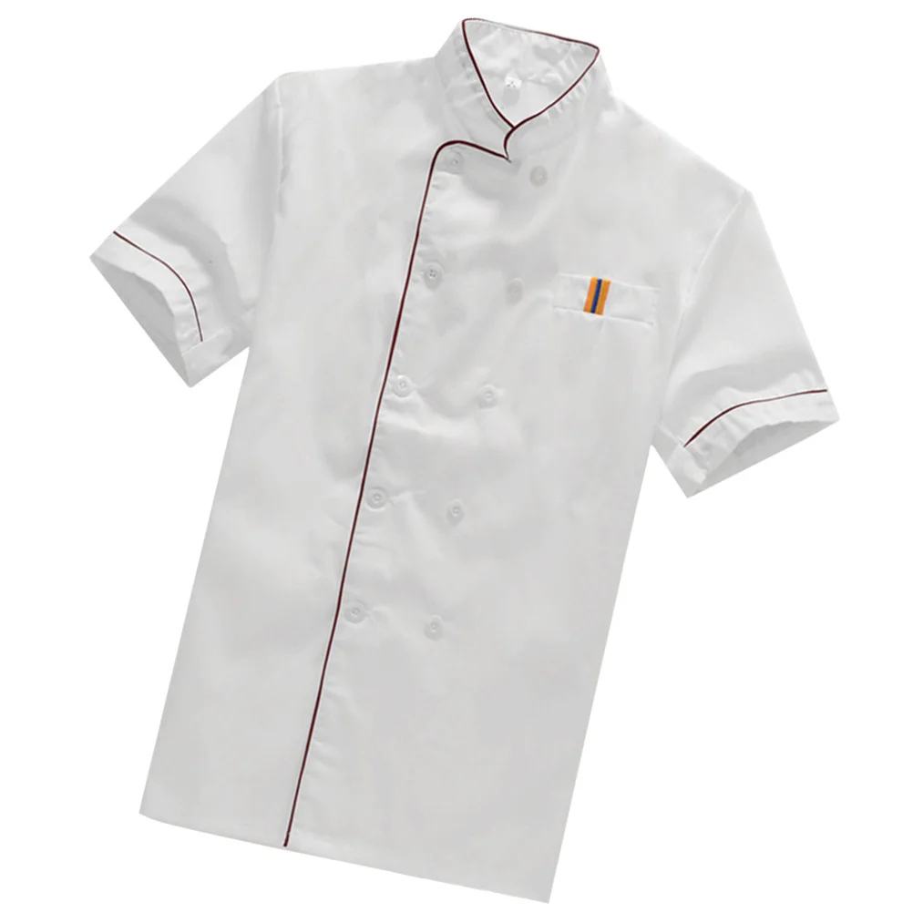 

Casual Loose Chef Clothing Work Clothes Short Sleeve Jacket Coat Catering Jackets Man