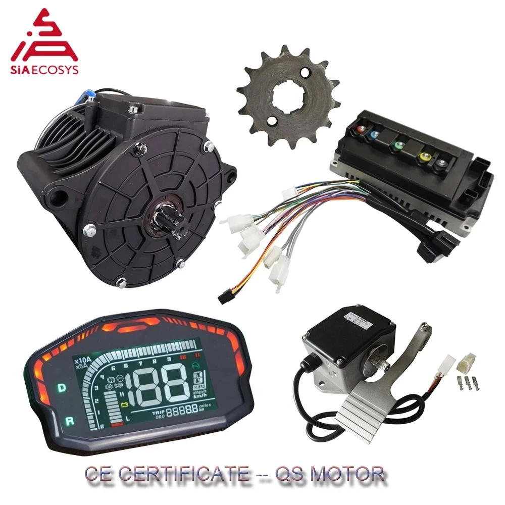 

SIA ECOSYS/QS MOTOR 3000W Mid Drive Motor Power Train Kits 72V 100kph With EM150SP Controller For Electric Vehicle By Foot