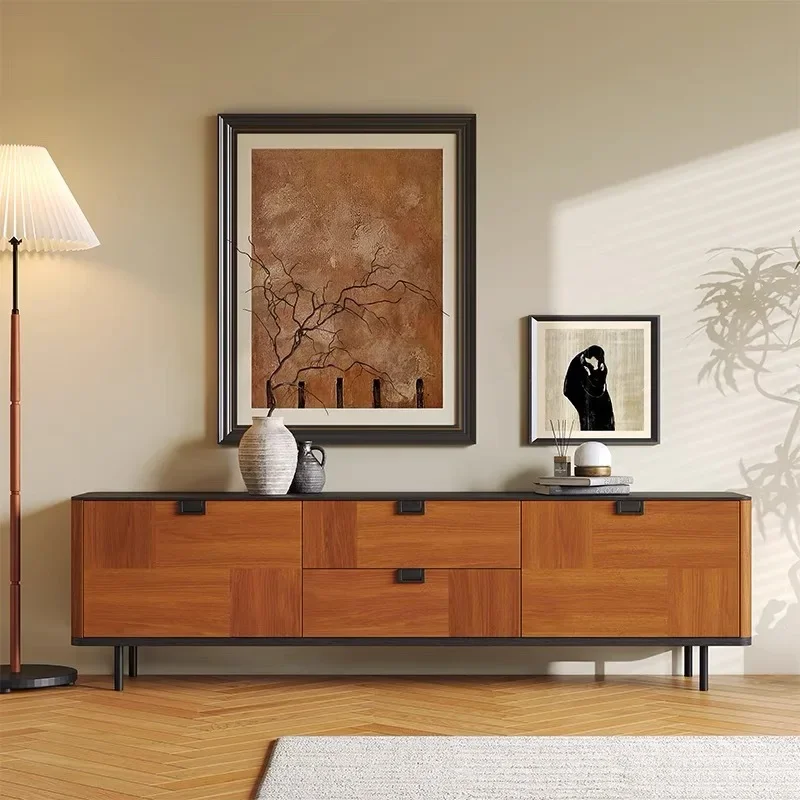 Medieval teak veneer TV cabinet, chest cabinet, dining side cabinet, modern simple bedroom, dresser, bedside table