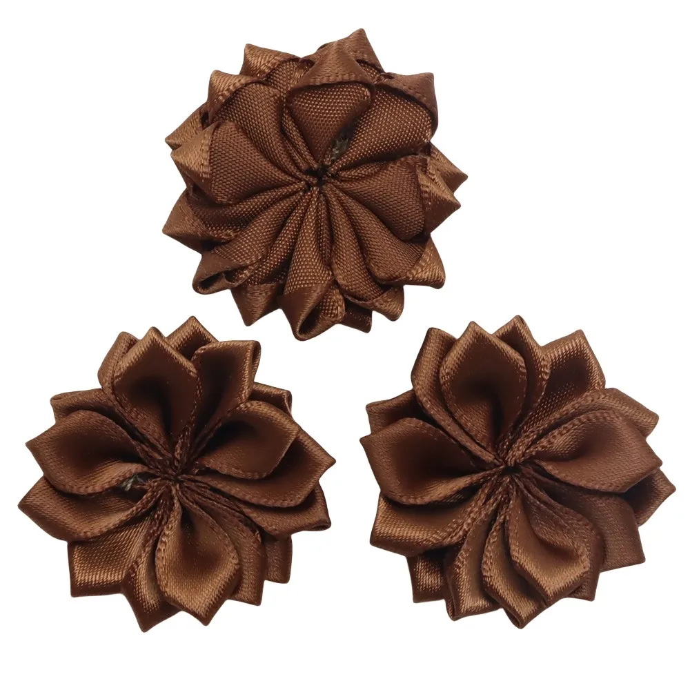 200pcs 40mm Polyester Flower Heads Rosette Bow Handmade headwear DIY Hair-bow Sewing Wedding Garments Materials Accessories