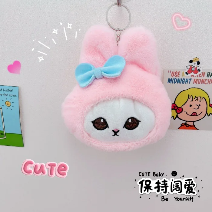 Hellokitty bonito moeda carteira chaveiro pingente criativo de pelúcia casal mochila pequena decoração pendurada kuromi anime chaveiro