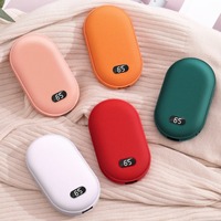 2 In 1 Pebble 10000mAh Hand Warmer Quick Heating USB Rechargeable Mini Pocket Warmer Double-sided Digital Mobile Power Bank