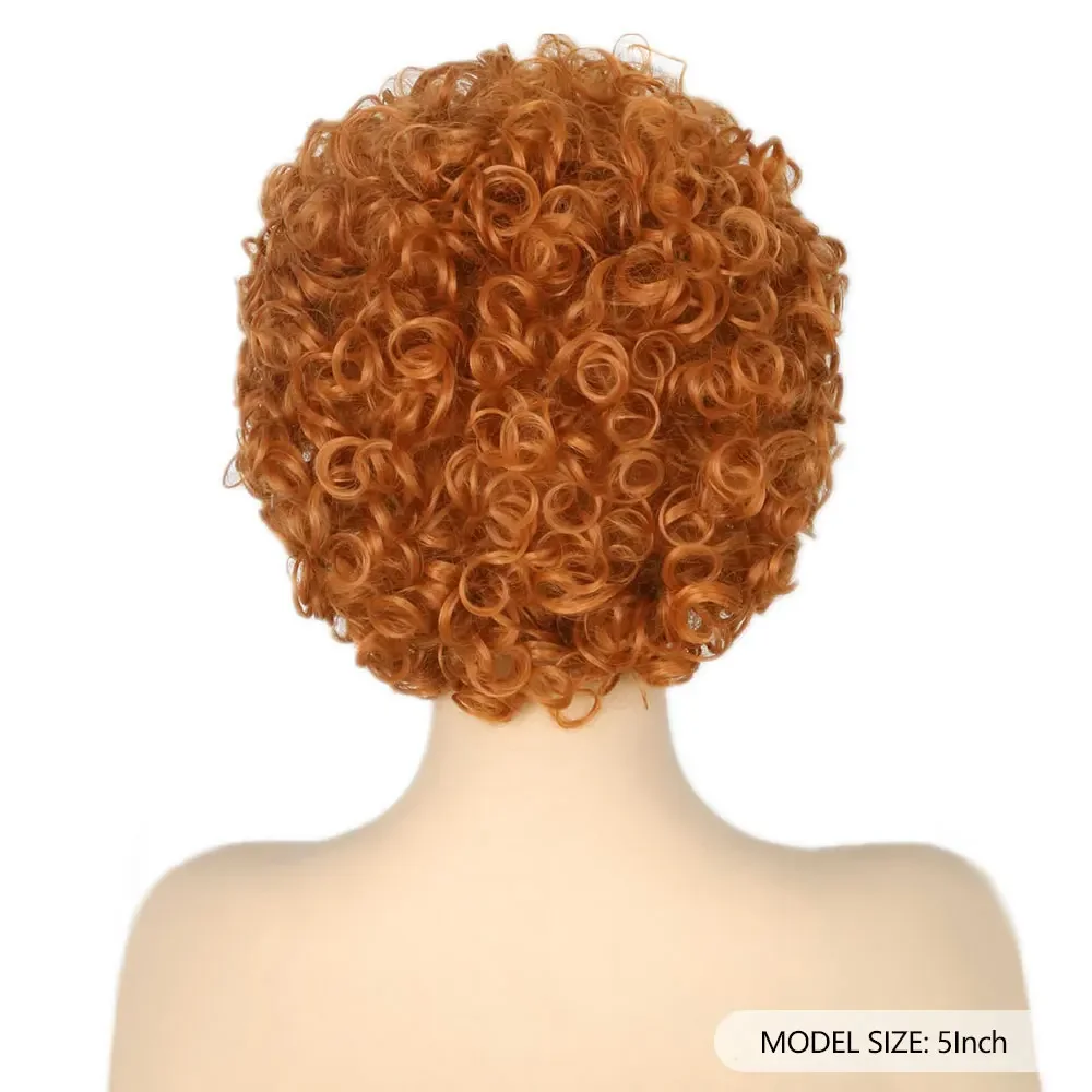 Women's Wigs 1920s Vintage Party Small Curly Short Head Cover Afro wigs Red Orange Curly Wig for Women Landlady Costume