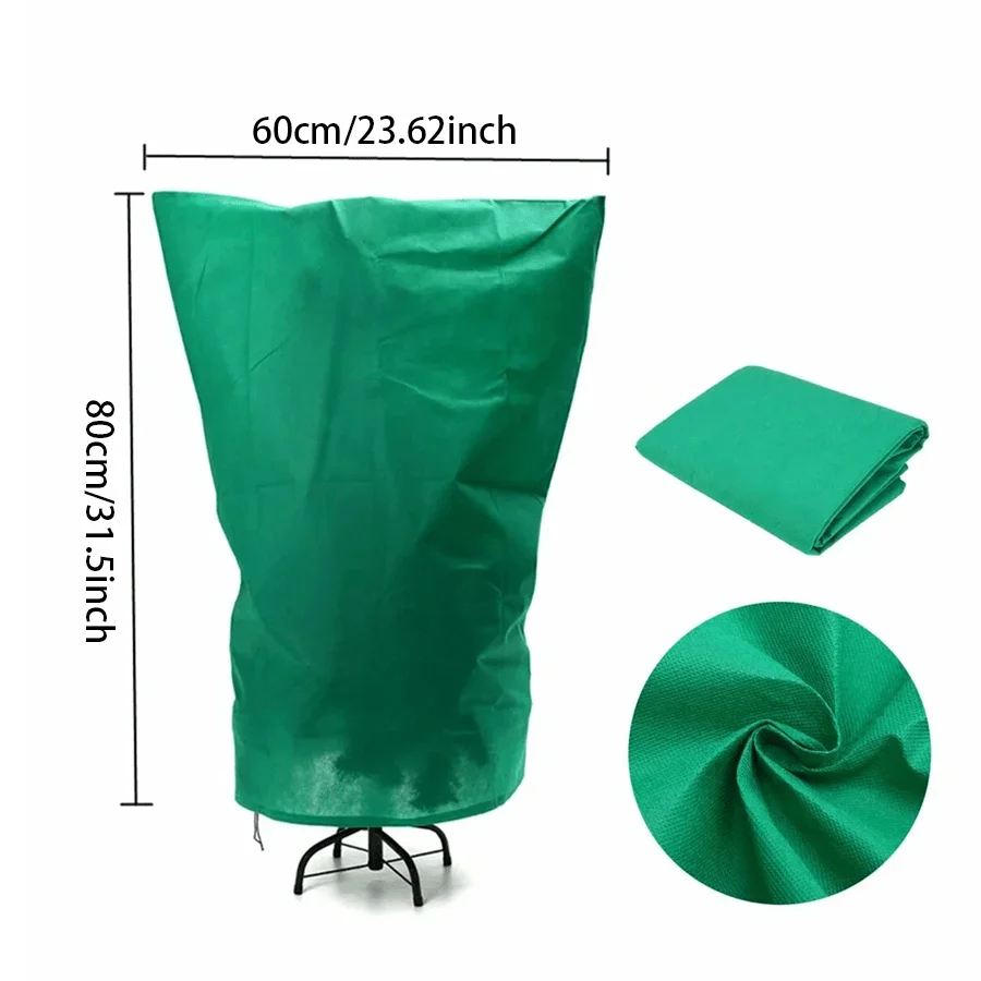 12pcs Winter Plant Frost Protection Bag Drawstring Green Tree Shrub Cover Anti-freeze Plant Jacket Patio Potted Garden XJM