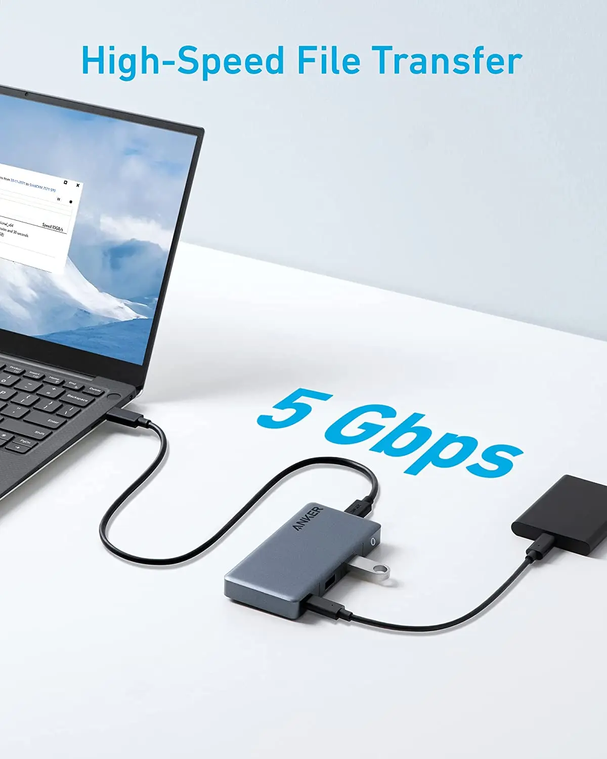 Anker-Docking Station para Laptops, 343, 7-em 1, USB C, placa gráfica externa, entrega de energia de 100W