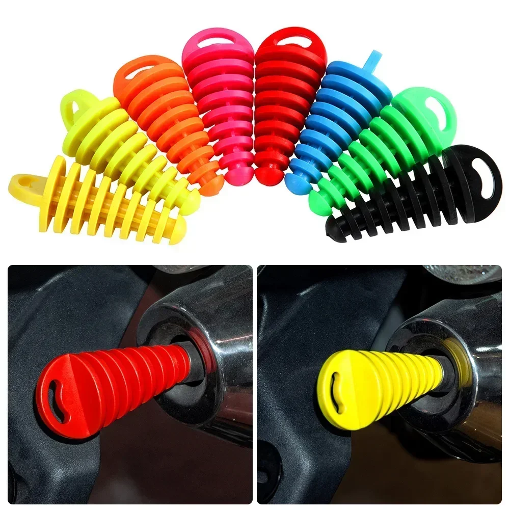 Colorful Exhaust Pipe Plug Terminale Handling Motocross Tailpipe Rubber Air Bleeder Washable Exhaust Silencer Motor Accessories