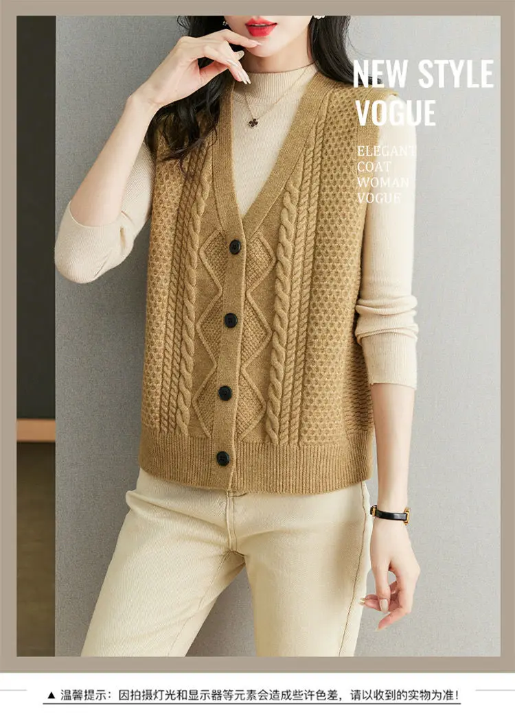 Knitted sweater new autumn vest vest vest vest women\'s cardigan Knitted sweater shoulder loose base vest vest vest vest