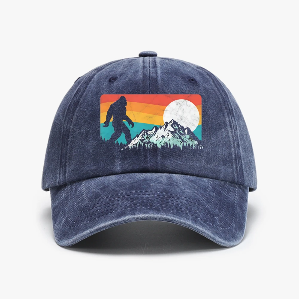 Design Retro Bigfoot Silhouette Rocky Mountains Distressed Baseball Cap Adjustable Men Design New Coming Washed cowboy hat