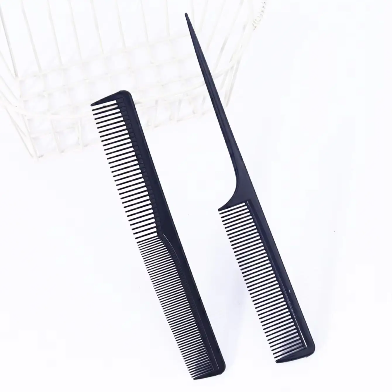 Set di pettini a denti fini in fibra di carbonio da 2 pezzi, materiale PP durevole, adatto a tutti i tipi di capelli Speciale per parrucche di capelli veri