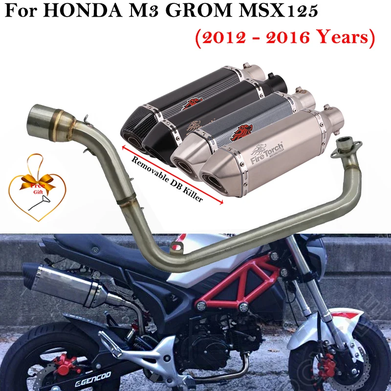 

Slip On For HONDA M3 GROM MSX 125 MSX125 2012 - 2016 Motorcycle Exhaust Full System Front Link Pipe Modified Escape DB Killer