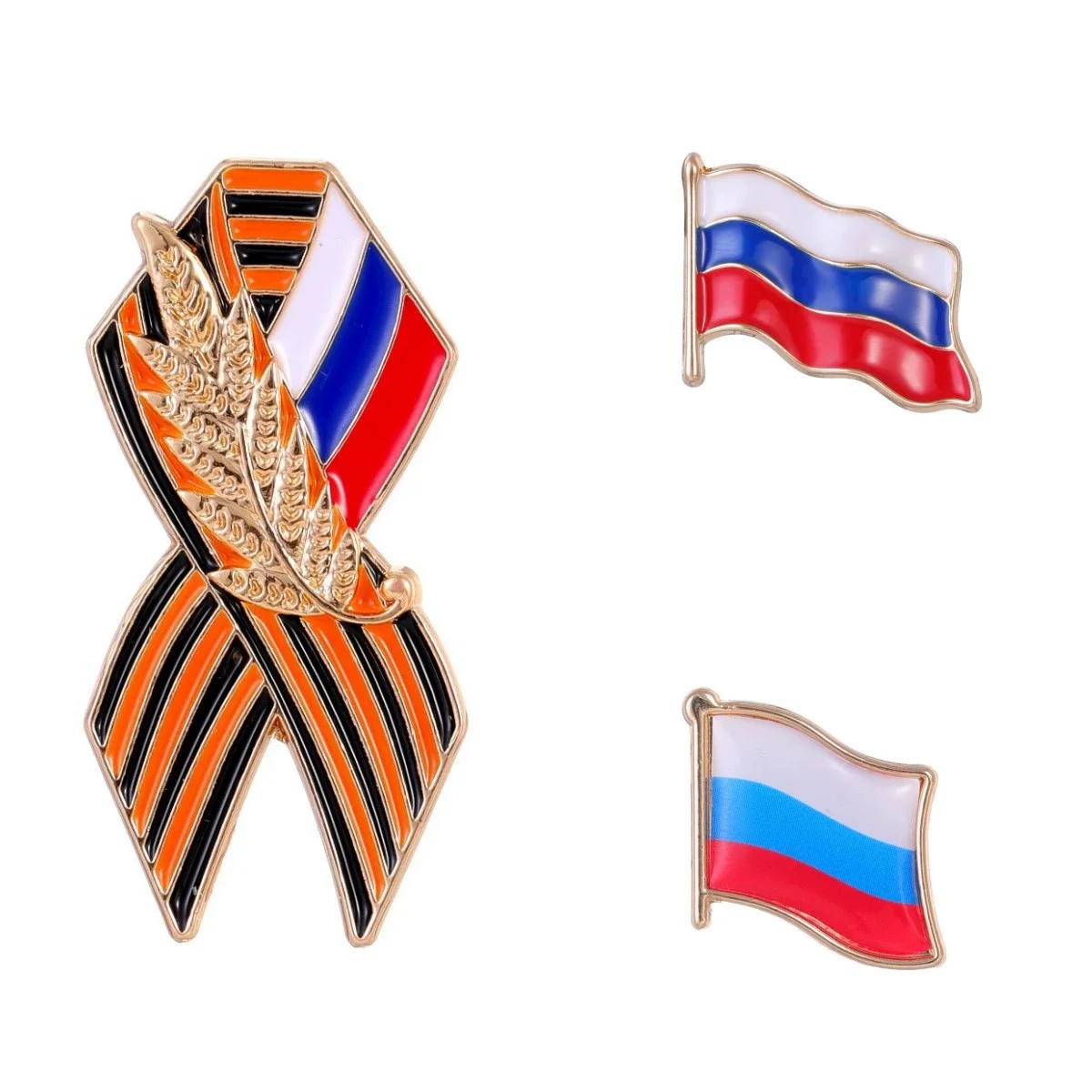 Fashion Metal Russian Flag Brooches For Women Men Personalized Alloy Enamel Flag Brooch Lapel Pins Office Jewelry Friend Gifts