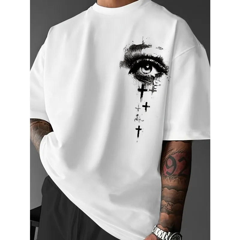 American Style Trendy Blindfolded Figure T-shirt Gothic Dark Style Men's T-shirt Summer New Casual Fashion Unisex T-shirt