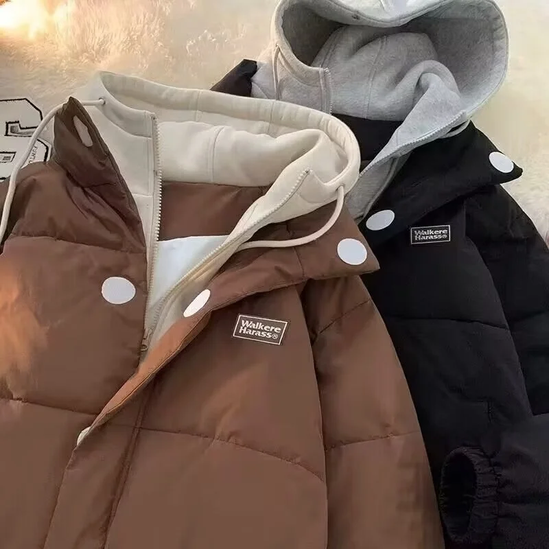 الرجال Thiened الشتاء القطن Jaet معطف مقنع الدفء أكثر من 250 Pou الأمريكية Sle وهمية قطعتين ملابس قطنية اتجاه الشباب