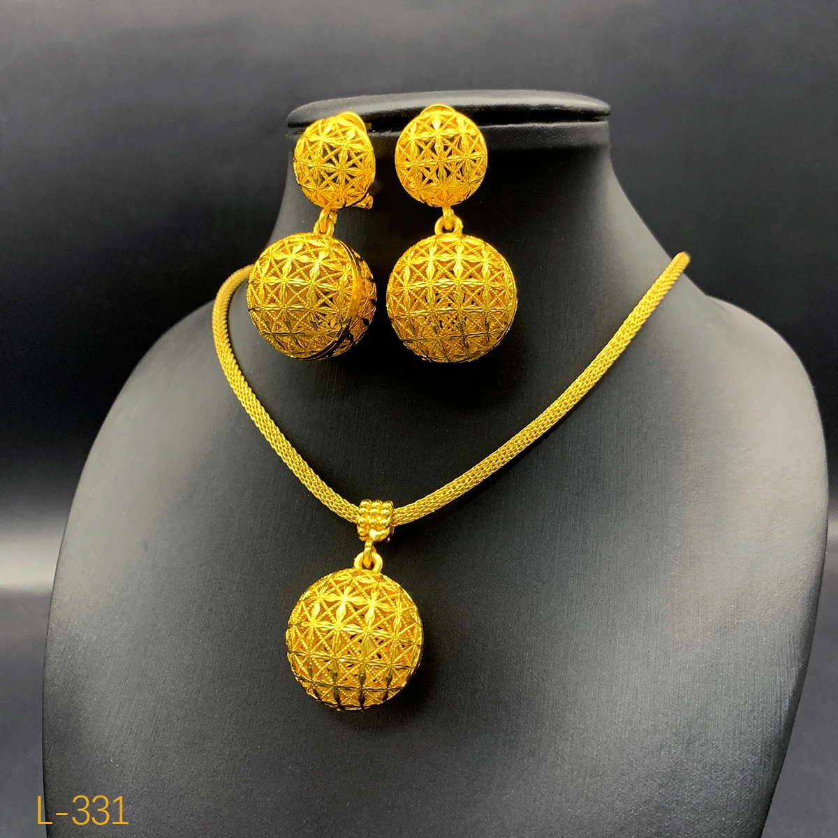 Dubai Ball 24k Gold Plated Jewelry Sets for Women Indian Bridal Costume Necklace Earrings Sets Nigerian Wedding Party Gifts