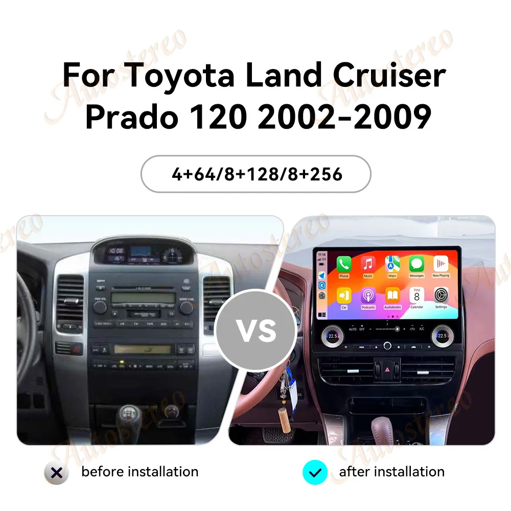 16.8 For Toyota Land Cruiser Prado 120 2002-2009 Android Car Radio Multimedia Video Player Autoradio Stereo GPS Navigation Head