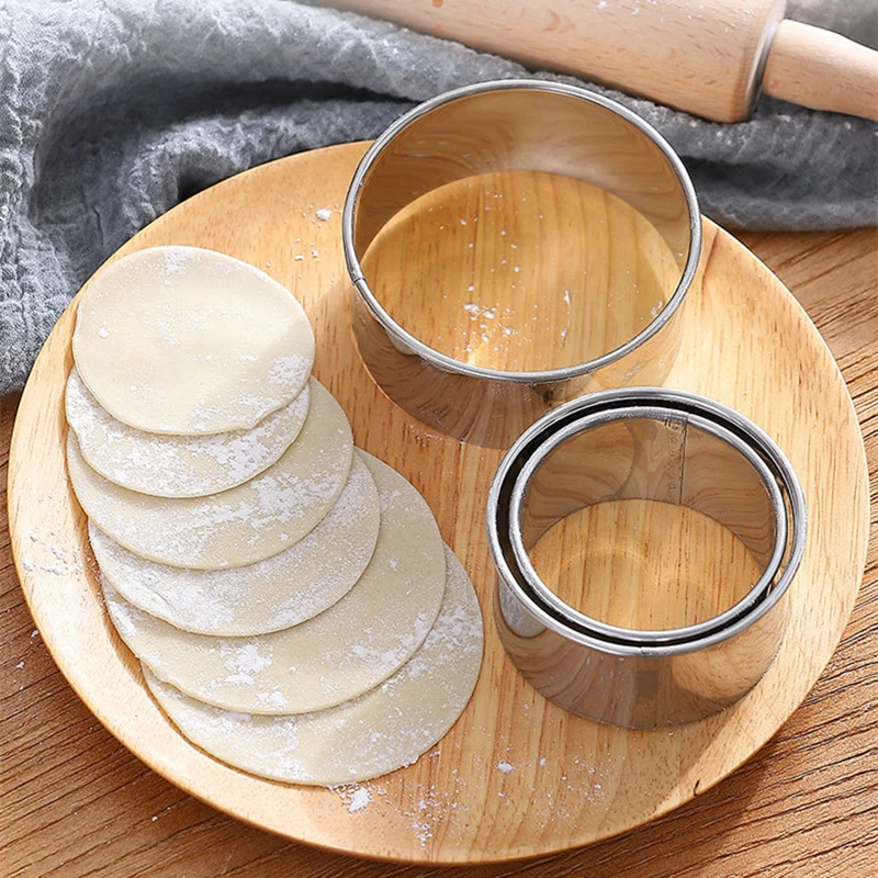 3Pcs/Set Stainless Stee Round Dough Cutter DIY Dumplings Skin Mold Flower Shaped Cookie Pastry Maker Biscuit Circle Ring Mould