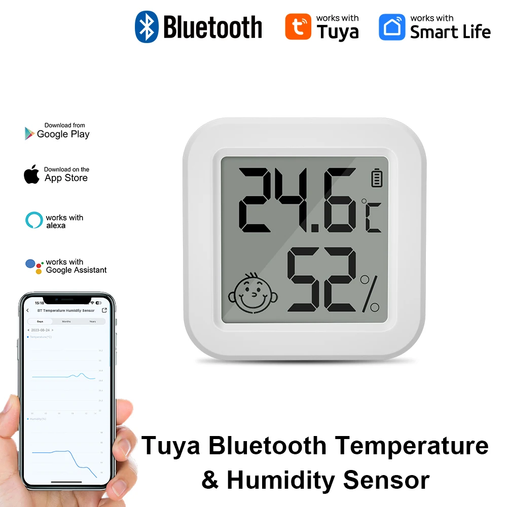 Tuya Bluetooth Temperature Humidity Sensor LCD Thermometer Mini Smart Electric Hygrometer APP Remote Control Home