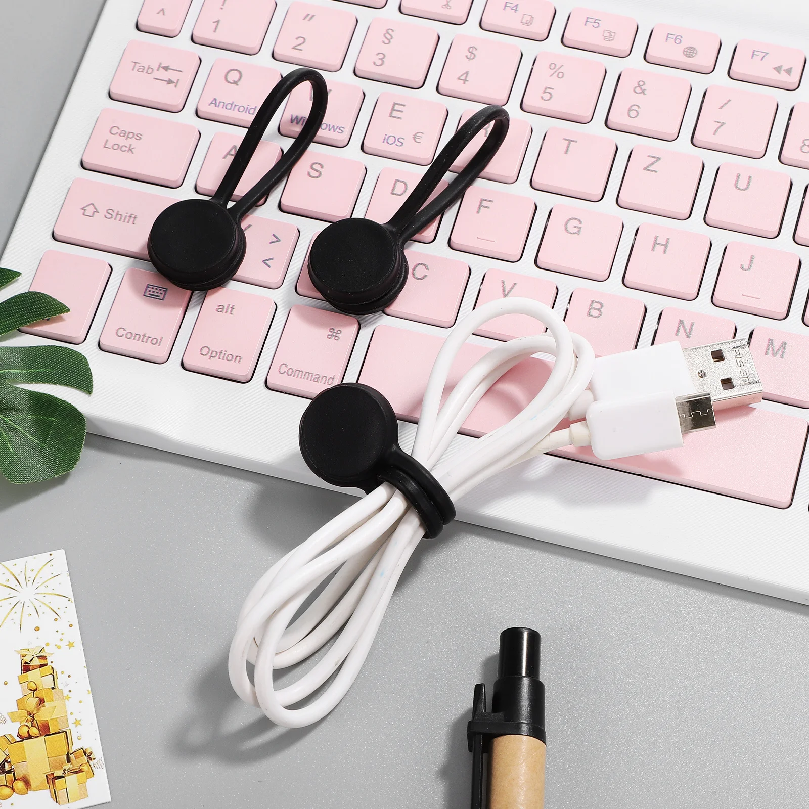 

10Pcs Earphone Cable Organizer Silicone Cord Ties Reusable Magnetic Wire Management for Electronics Travel Essentials