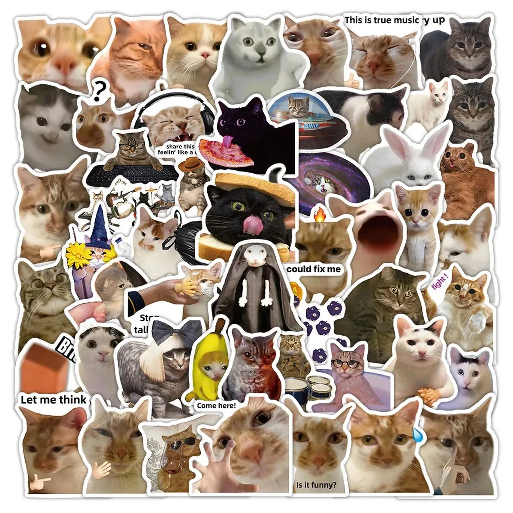 56pcs Kawaii Cat Meme Sticker Collection | UV-Coated Waterproof Decals for Journaling & Device RecordingYourLife Store