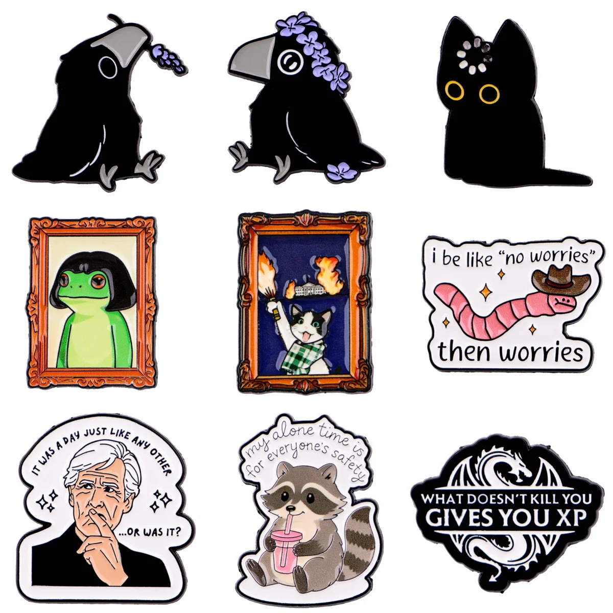 Schwarze Katze Emaille Pin Lustige Frosch Brosche Für Mantel Cartoon Waschbär Broschen Für Frauen Mode Revers Abzeichen Schmuck Freunde Geschenk