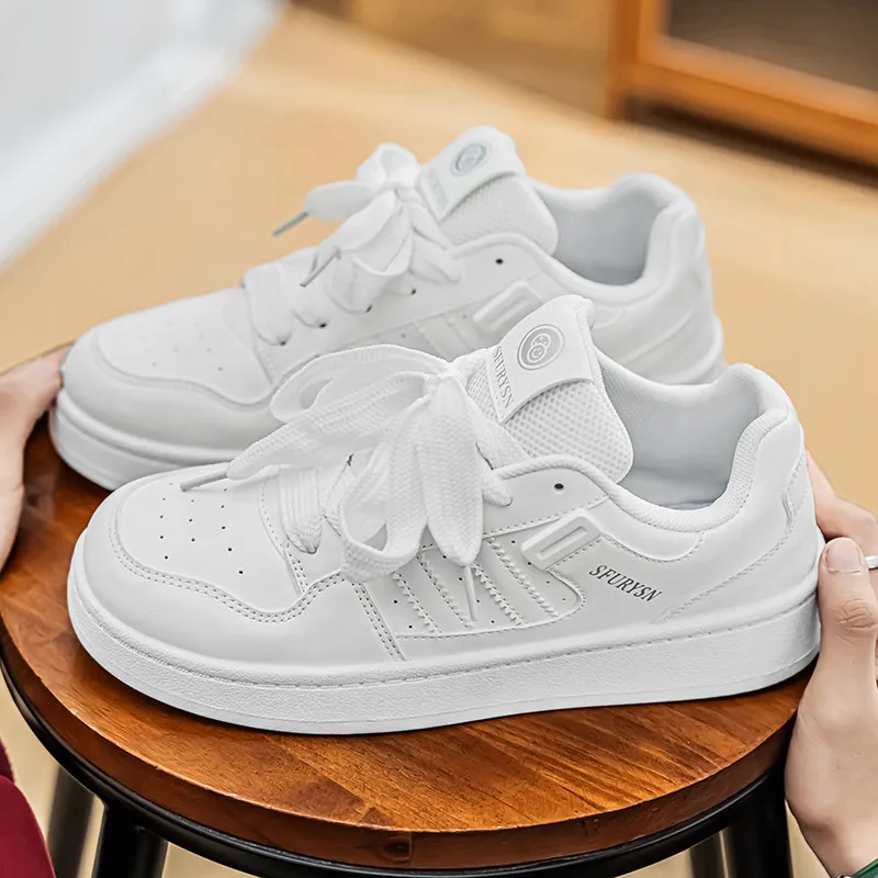 

Hot Sale Leather White Shoes Women Classic Platform Casual Shoes Women Breathable Comfy Skateboard Sneakers Men Vulcanized Shoes