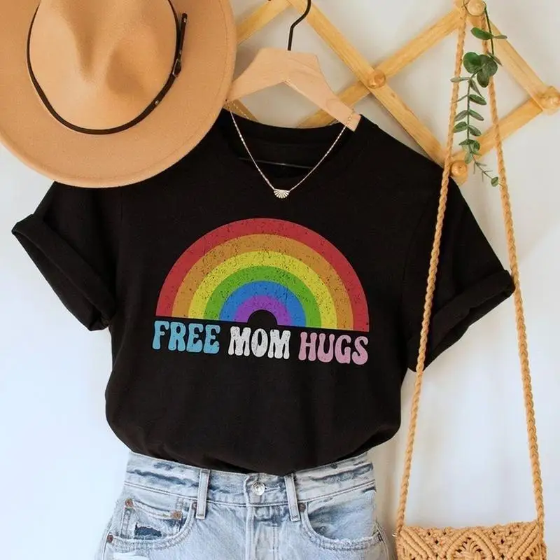 

Unisex "Free Mom Hugs" T-Shirt | LGBTQ+ Pride Rainbow Graphic Tee | Mother's Day Ally Support Gift Top