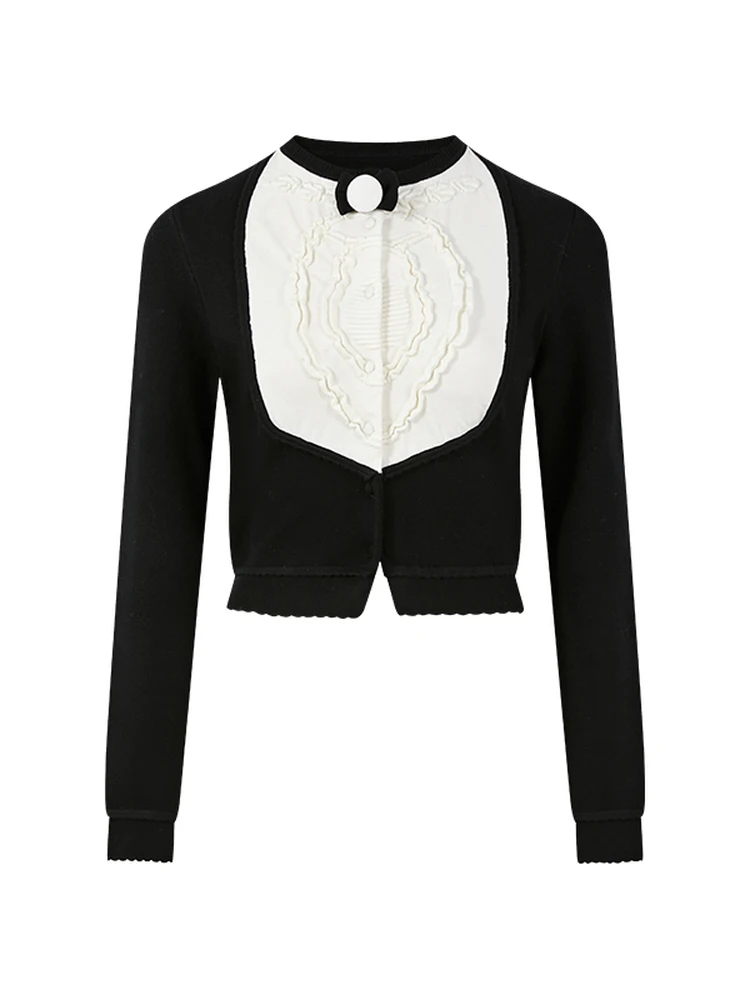 Wang Jiujiu 9PM2000 New Court Sle ort Knitted Open Cardigan Sweater 3D Sensation Women's Winter Faion Outerwear