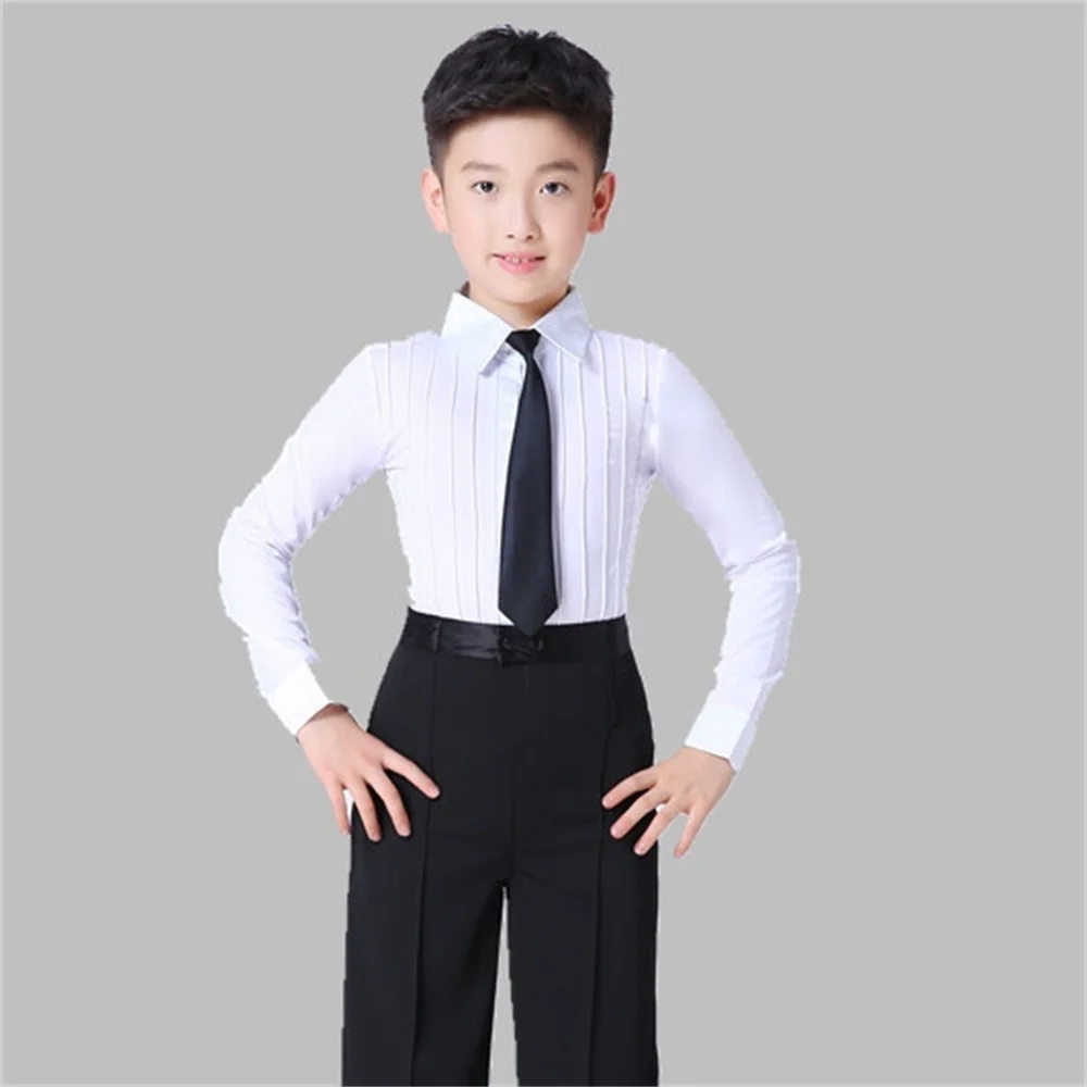 ballroom jongen Rits vliegen Latin dansen tango desigual wedstrijdpak professionele danskleding voor kinderen jongen salsa shirt + broek