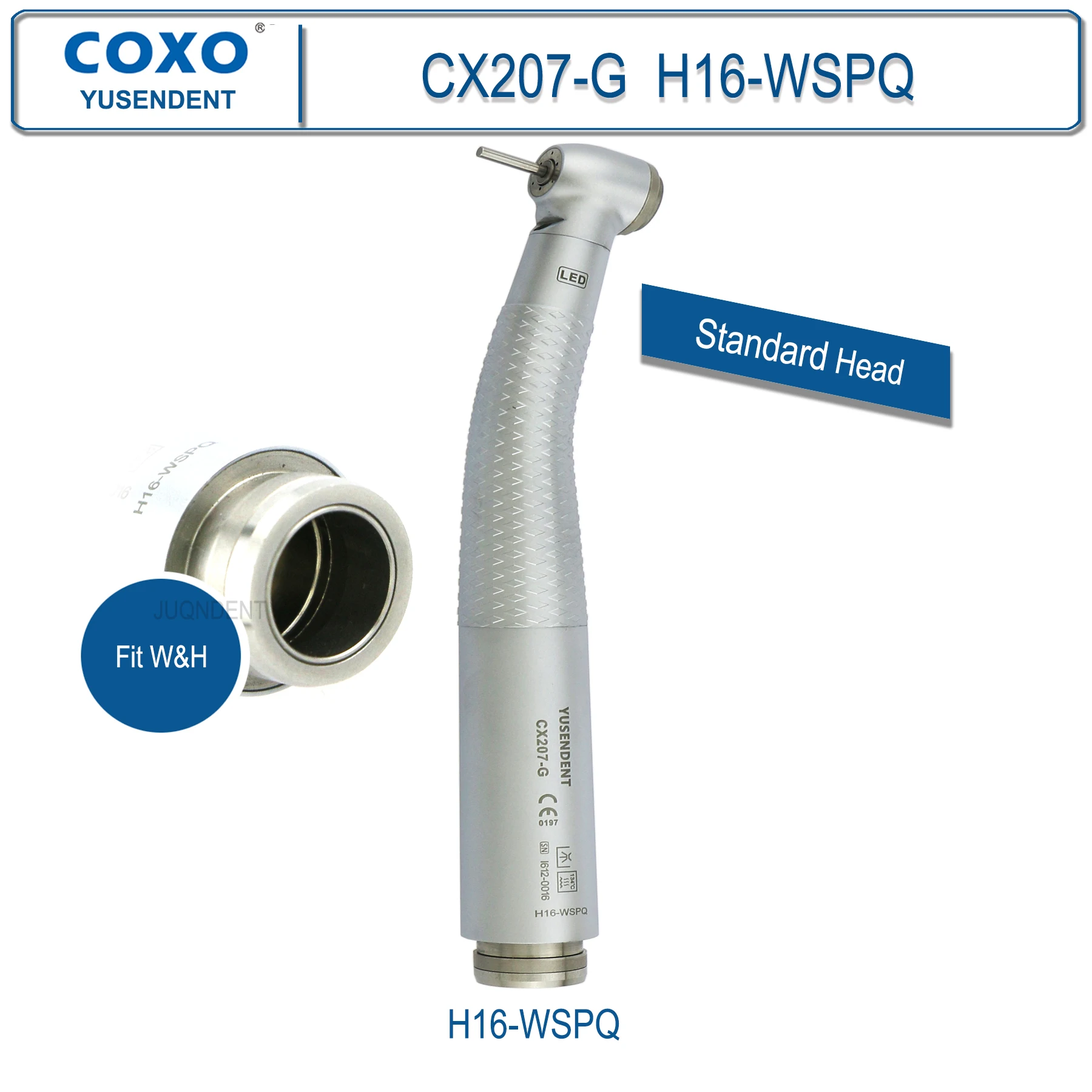 COXO YUSENDENT High Speed Dental Handpiece With LED Light Fiber Optic Dental Turbine 6 holes fit KAVO NSK Sirona WH CX207-G image 3