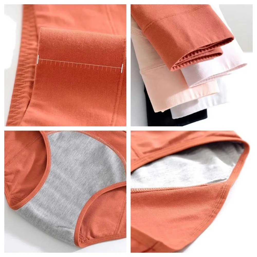 면 생리 팬티 하이웨이스트 방수 생리 팬티 통기성 재사용 가능 생리 속옷 야간 보호