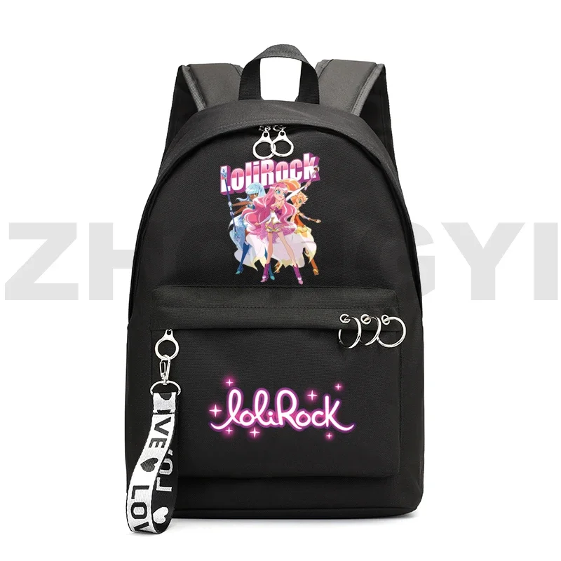 Cartoon LoliRock Hip Hop plecaki piękne dziewczyny LoliRockstar muzyka Mochila Zipper moda wykonawczy plecak kobiety dzieci Bookbags