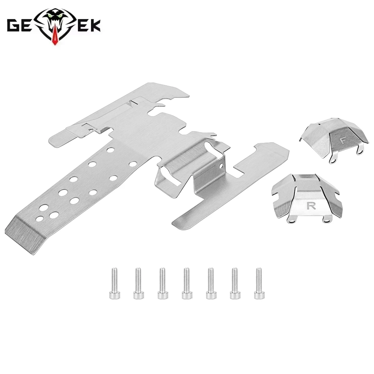 Stainless Steel Skid Plate Chassis Armor Set for 1/10 RC Crawler Car Vanquish H10 OPtic Upgrade Parts
