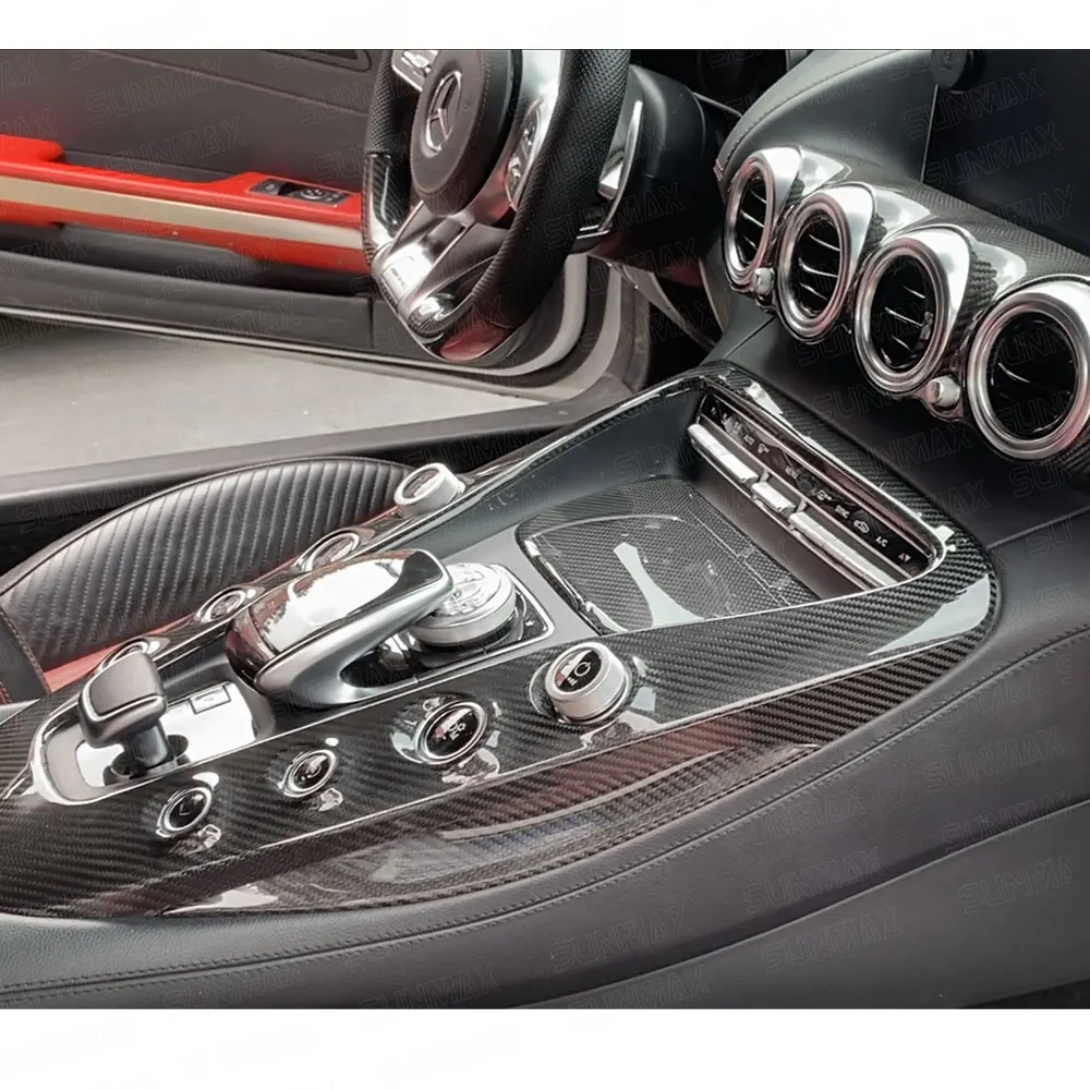 

Sunmax Car Interior Real Carbon Fiber Air Vent Center Console Gear Shift Panel Cover Trim Kit For AMG GT 2015-2018