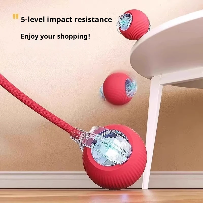 Smart Pet Interactive Rolling Ball Toy Rechargeable Automatic Electric Cat Dog Ball with Simulated Tail Indoor Play Pet Set