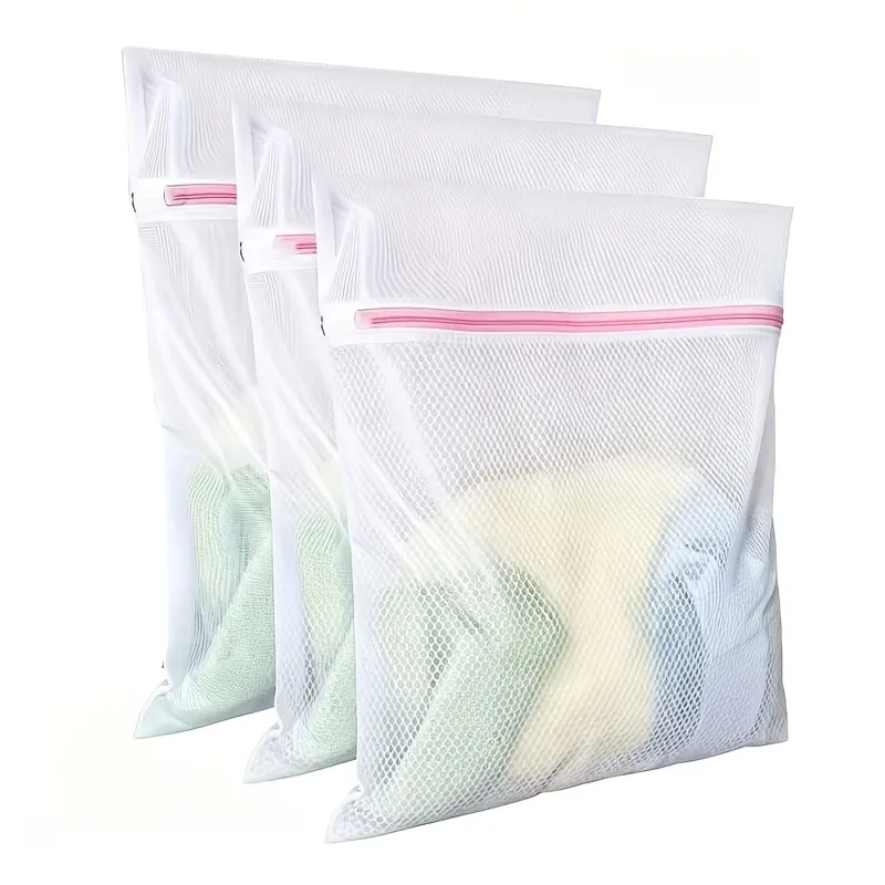 1/3PCS Durable Mesh Laundry Bag Set With Zipper For Delicate Clothes And Underwear Washing Machine